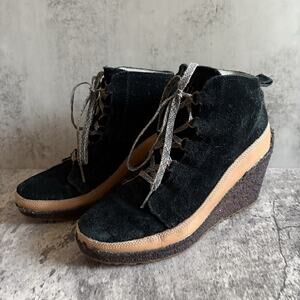 Merrell Tremblant Wedge Lace Pump Ankle Boots Black Suede Size 8.5 J94768